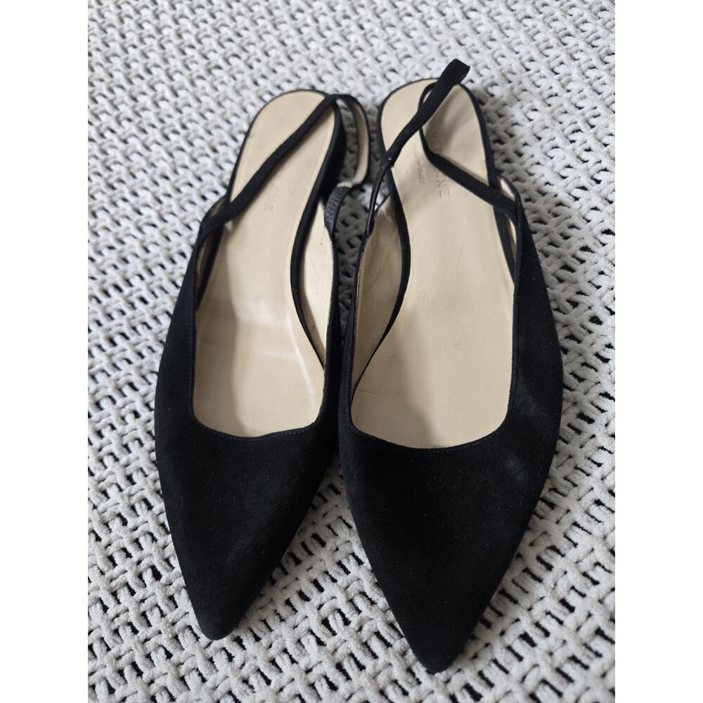 Everlane The Studio Suede Slingback Flats Black Size 8.5 CBK Womens